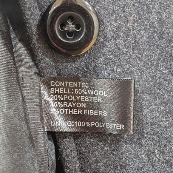 Giacca Women's Charcoal Grey Buttoned Wool Coat Size L - Picture 7 of 10